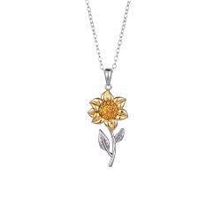 Sonnenblumen Anhänger, Sonnenblume Charm Anhänger, Sonnenblume Anhänger Halskette, Sonnenblumen Gänseblümchen Halsketten, Sonnenblume Kette Damen, Sonnenblume Kette für Frauen Mädchen mit Geschenkbox von Hudiepan