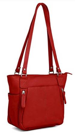 Designer-Handtasche, echtes Nappaleder, handgefertigt, für Damen, Reisen, Alltag, Arbeit, iPad, Schultertasche, Handtasche, rot, Medium von Hudson & James