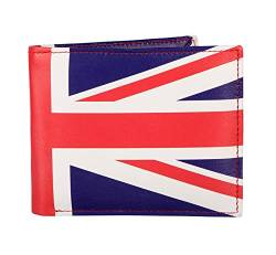 Designer Hudson & James London Herren-Geldbörse aus echtem bedrucktem Leder, mit Reißverschluss, Münzfach, Kreditkartenhalter, Bifold Geldbörse, britische Flagge, Schwarz , M, Zeitgenössisch von Hudson & James