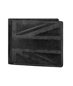 Hudson & James Designer London Herren-Geldbörse aus echtem Leder im Used-Look mit Reißverschluss, Münzfach, Kreditkartenfach, Bifold Purse UK Union Jack, Schwarz , M, Casual von Hudson & James