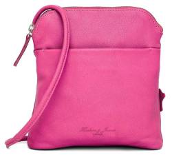 Hudson & James Designer-Umhängetasche aus echtem Leder für Damen, für den Alltag, Crossover, Cross-Body, Arbeit, iPad, Schultertasche, rose, M von Hudson & James