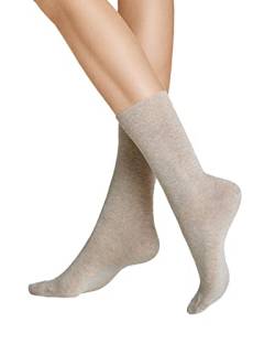 Hudson RELAX COTTON Damen Socken, Baumwollsocken Damen ohne Gummibund, Frauen Socken mit verstärkter Sohle (hautfreundlich, viele Farben) Menge: 1 Paar, Beige (Chinin-mel. 0713), Gr. 35-38 von Hudson