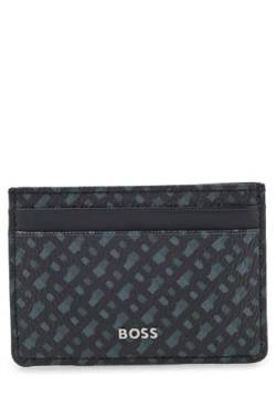 BOSS Herren Byron Money Clip Kartenetui aus italienischem Monogramm-Gewebe mit Geldscheinklammer Schwarz Stck von Hugo Boss