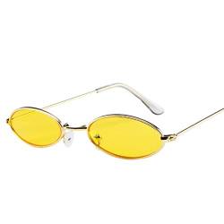 Huhu833 Mode Unisex Retro kleine ovale Sonnenbrille Metallrahmen Shades Eyewear Reise Sonnenbrille (Gelb) von Huhu833