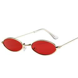 Huhu833 Mode Unisex Retro kleine ovale Sonnenbrille Metallrahmen Shades Eyewear Reise Sonnenbrille (Rot) von Huhu833