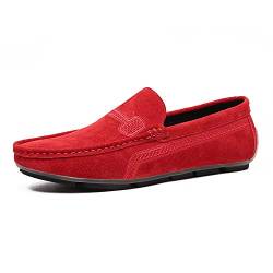 HuiHang Slipper Herren Mokassins Slip On Loafer Büroarbeitsschuhe Business Outdoor Bequeme Freizeitschuhe Slipper Driving Loafers-Red 1_44 von HuiHang