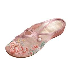 Huicai Damen Atmungsaktiv Sommer Hanfu Bestickte Schuhe Gittergewebe Hausschuhe Flache Schuhe von Huicai