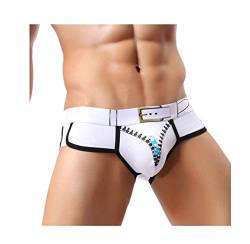 3Er Pack Herren Slips Bequem Unterhose Männer Weiches Herrenmode Atmungsaktiv Unterhosen Panty Panties Herrenslips (Color : Weiß, Size : S) von Huixin