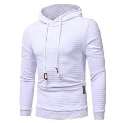 Bekleidung Herren Kleidung Einfarbig Herrenmode Slim Fit Sport Hoodie Pullover Sweatshirt Kapuzenpullover Langarmshirts Kapuzenpullis (Color : Weiß, Size : M) von Huixin