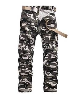 Herren Camouflage Hose Military Arbeitshose Pants Herrenmode Cargo Frühling Casual Herbstmit Taschen Sporthose Outdoorhose (Color : Weiß, Size : 31-Waist 82 cm) von Huixin