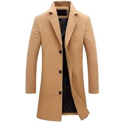 Herren Warm Slim Fit Coat Herrenmode Parka Maenner Elegant PEA Trenchcoat Mantel Langarm Revers Outerwear Jacken (Color : Khaki, Size : M) von Huixin