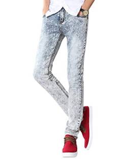 Jungen Serie Herren Jeanshose Jeans Mode Herrenmode Stretch Vintage Skinny Denim Lange Hosen Freizeithose Pants (Color : Weiß, Size : 36/32L) von Huixin