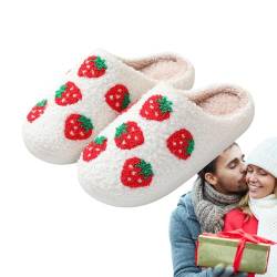 Erdbeer-Hausschuhe für Damen - Winter Fuzzy Strawberry Memory Foam Flauschige warme Hausschuhe,Süße Obst-Hausschuhe für Damen und Herren, Hausschuhe für den Innenbereich, Hujinkan von Hujinkan
