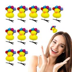 Hujinkan Enten-Plüsch-Haarnadel, gelbe Enten-Haarnadel, Plüsch-Haarspangen Enten-Haarnadeln, 10 Stück Haarnadel-Cartoon-Haar-Accessoires, gelbe Entlein-Haarspange für Kinder, Frauen von Hujinkan