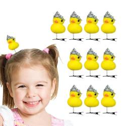 Hujinkan Gelbe Enten-Haarnadel,Enten-Haarspangen - Ente Plüsch Haarspangen Haarnadelnadeln | 10 Stück gelbe Entlein-Haarspange, Haarschmuck für Mädchen, Frauen von Hujinkan