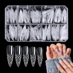 Hujinkan Klare künstliche Nägel, 3D-Nagelspitzen - 120 Stück transparente künstliche Nagelspitzen mit vollständiger Abdeckung - Home Nail Art Damen Nagelspitzen Anfänger Maniküre DIY Nägel für Dating, von Hujinkan