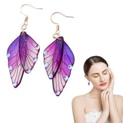Hujinkan Schmetterlingsflügel Tropfen Ohrringe - Schmetterlings-Tropfen-Ohrringe,Tropfenohrringe für Frauen, Schmetterlingselement-Accessoires für Erwachsene von Hujinkan