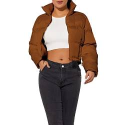 Hujoin Damen Jacke Puffer 3/4 Jacke Damen Schwarz Cropped Jacke Kurz Warm Jacke Daunen Crop Winterjacke Bauchfrei Bauchfrei von Hujoin