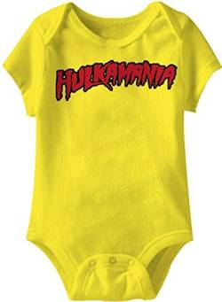 Hulkamania Hulk Hogan Logo gelb Kleinkind Onesie Baby Strampler (6 Monate) von Hulkamania