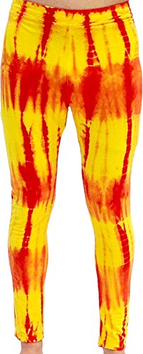 Hulkamania Wrestling-Leggings, Batikmuster, Rot und Gelb Gr. X-Large, rot / gelb von Hulkamania