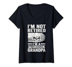Damen Ich bin nicht im Ruhestand, ich bin ein professioneller Opa, Opa. T-Shirt mit V-Ausschnitt von Humor grandfather & grandad Gift Ideas