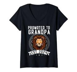 Damen befördert zum Opa est.2024 Opa T-Shirt mit V-Ausschnitt von Humor grandfather & grandad Gift Ideas