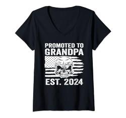 Damen befördert zum Opa est.2024 Opa T-Shirt mit V-Ausschnitt von Humor grandfather & grandad Gift Ideas