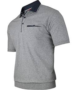 Humy Herren Kurzarm Polo Shirts, Polohemd mit Brusttasche, Blouson Shirt mit Kragen, Gestreift (M bis 3XL) (L, [M4] Grau 100) von Humy
