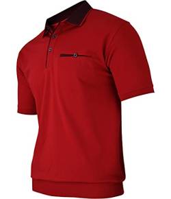 Humy Herren Kurzarm Polo Shirts, Polohemd mit Brusttasche, Blouson Shirt mit Kragen, Gestreift (M bis 3XL) (M, [M4] Bordeaux 100) von Humy