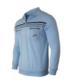 Humy Herren Langarm Poloshirt, Polohemd, Blousonshirt aus Baumwoll-Mix (M bis 3XL) (L, [M5] SkyBlue) von Humy