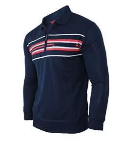 Humy Herren Langarm Poloshirt, Polohemd, Blousonshirt aus Baumwoll-Mix (M bis 3XL) (M, [M3] Navy) von Humy