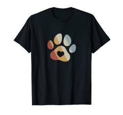 Hundepfote Retro Style Vintage T-Shirt von Hunde Kleidung & Geschenke Damen Herren Kinder