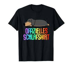 Offizielles Schlafshirt Pyjama Schlafanzug Hund Dog Geschenk T-Shirt von Hunde Schlafen Geschenkidee Langschläfer Faulenzer