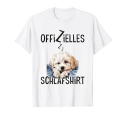 Malteser Offizielles Schlafshirt Mit Hund Lustig T-Shirt von Hundebesitzer Langschläfer Geschenkidee Spruch