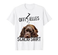 Offizielles Schlafshirt Mit Hund Lustig Field Spaniel T-Shirt von Hundebesitzer Langschläfer Geschenkidee Spruch