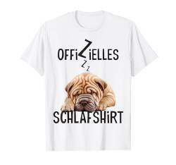 Offizielles Schlafshirt Mit Hund Lustig Shar-Pei T-Shirt von Hundebesitzer Langschläfer Geschenkidee Spruch