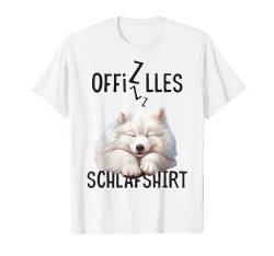 Samojede Offizielles Schlafshirt Mit Hund Lustig T-Shirt von Hundebesitzer Langschläfer Geschenkidee Spruch