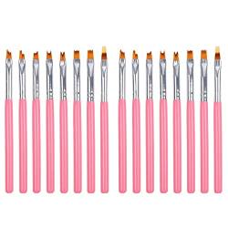 Hundnsney 16Pcs Farbe Paint Pen Set Rosa Blütenblatt Stift Nagelbürste Kurze Nagelbürste von Hundnsney