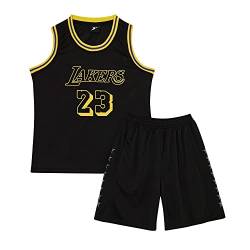 Huniam Jungen 2er-Set Basketball Trainings Ärmellos Trikot und Hose, Basketball Kleidung Kinder, Jungs Jersey (Schwarz, 3-4 Jahre) von Huniam