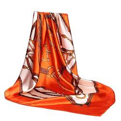 Hunker Damen Seidenschal Gürtel Muster Große Quadratische Satin Kopftuch Kopfschmuck orange 35 “ von Hunker