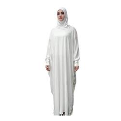 Hunpta @ Muslim Kleider Lang Damen Langarm Ramadan Elegant Einfarbig Sommerkleid Flowy Robe Hijab Abaya Islamische Gebetskleidung Muslimische Kleidung für Frauen von Hunpta @