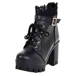 Hunpta Sneaker Damen, Stiefeletten Damen Elegant Stiefeletten Halbhohe Kampfstiefel Leopardenmuster Schnürstiefel Trekkingschuhe Kurzschaft Langstiefel Stiefeletten Damen Winter von Hunpta