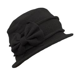 Damen Glockenmütze Hut French Vintage Floral Fleece Cloche Hut Klassischer Winter 1920s Eimer Hut Wollmütze Damen Bucket hat Damen Winter von HunterBee