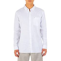 Hurley Herren Textured Long Sleeve Button Up One and Only Strukturiertes Langarmhemd mit Knopfleiste, Weiß, Größe XL, X von Hurley