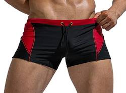 Husmeu Badehose Herren Badeshorts Kurz Hose Schwimmshorts, Männer Badehose Klassisch bis Moderne Motive Rot XXL von Husmeu