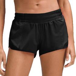 Husnainna 2,5" Laufshorts für Frauen mit eingebautem Innenfutter, Mesh-Athletikshorts mit Reißverschlusstaschen, Yoga-Workout- und Gymnastik-Shorts H027-Black-C8M von Husnainna