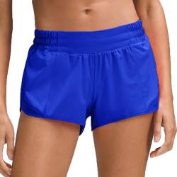 Husnainna 2,5" Laufshorts für Frauen mit eingebautem Innenfutter, Mesh-Athletikshorts mit Reißverschlusstaschen, Yoga-Workout- und Gymnastik-Shorts H027-Blue-B6S von Husnainna