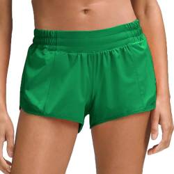 Husnainna 2,5" Laufshorts für Frauen mit eingebautem Innenfutter, Mesh-Athletikshorts mit Reißverschlusstaschen, Yoga-Workout- und Gymnastik-Shorts H027-Green-C8M von Husnainna