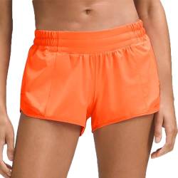 Husnainna 2,5" Laufshorts für Frauen mit eingebautem Innenfutter, Mesh-Athletikshorts mit Reißverschlusstaschen, Yoga-Workout- und Gymnastik-Shorts H027-Orange-B6S von Husnainna