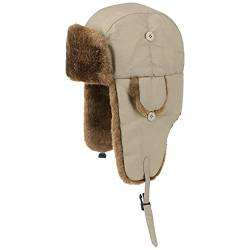 Eco Polar Lapeer Fliegermütze Damen/Herren - Pilotenmütze wasserabweisend (mit Teflon beschichtet) - Herrenlapeer mit Ohrenklappen - Fellmütze (Kunstfell) - Mütze Herbst/Winter beige M (56-57 cm) von Hutshopping